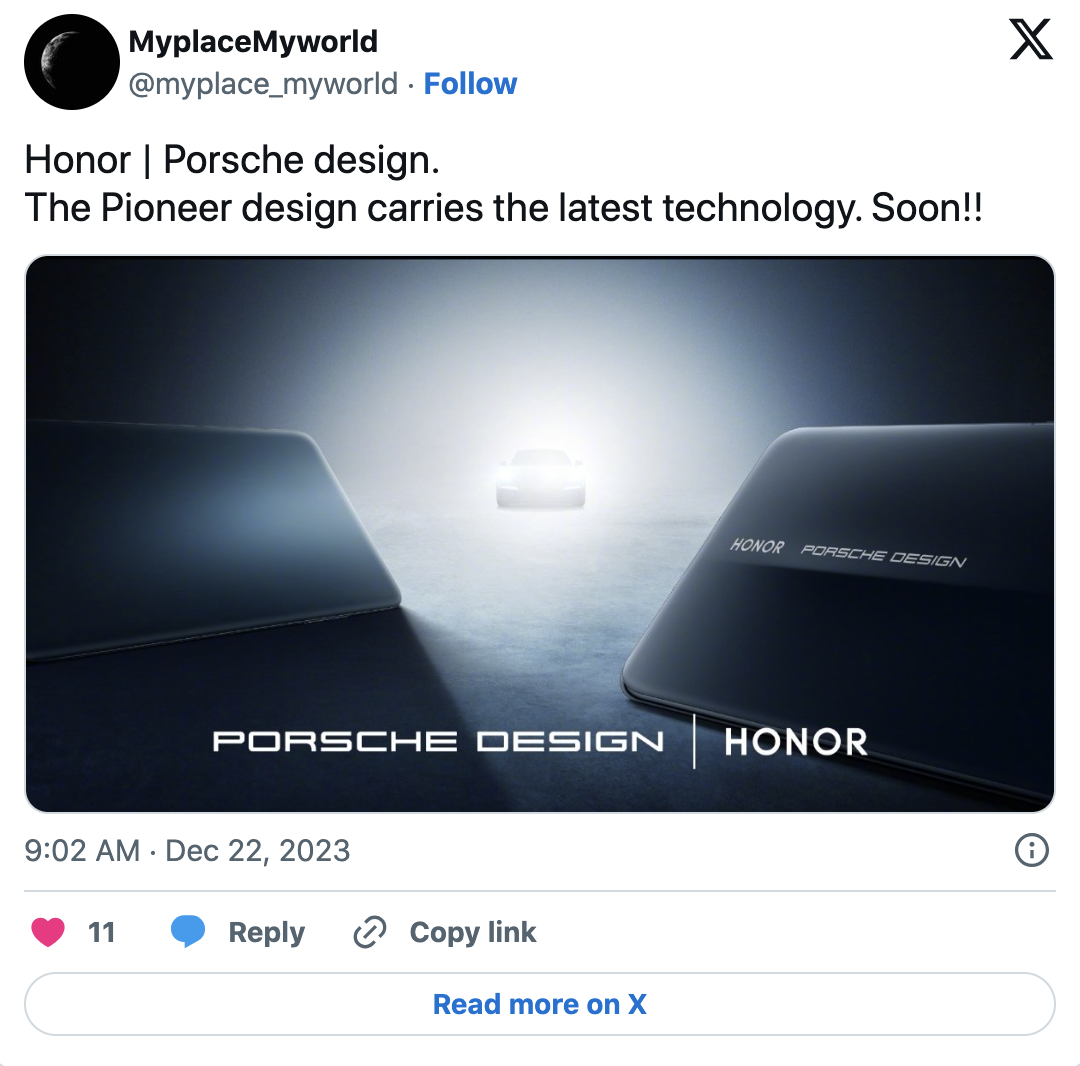 Honor Teases its first Look of Porsche Design Smartphone