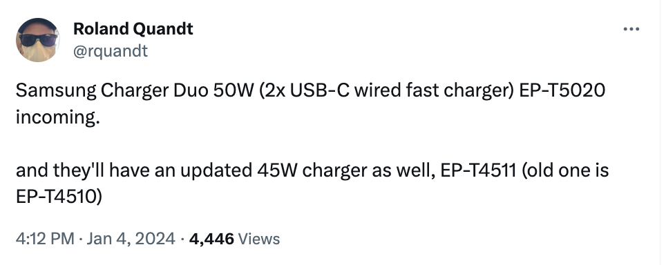 Samsung could be releasing new chargers along with Galaxy S24 series.