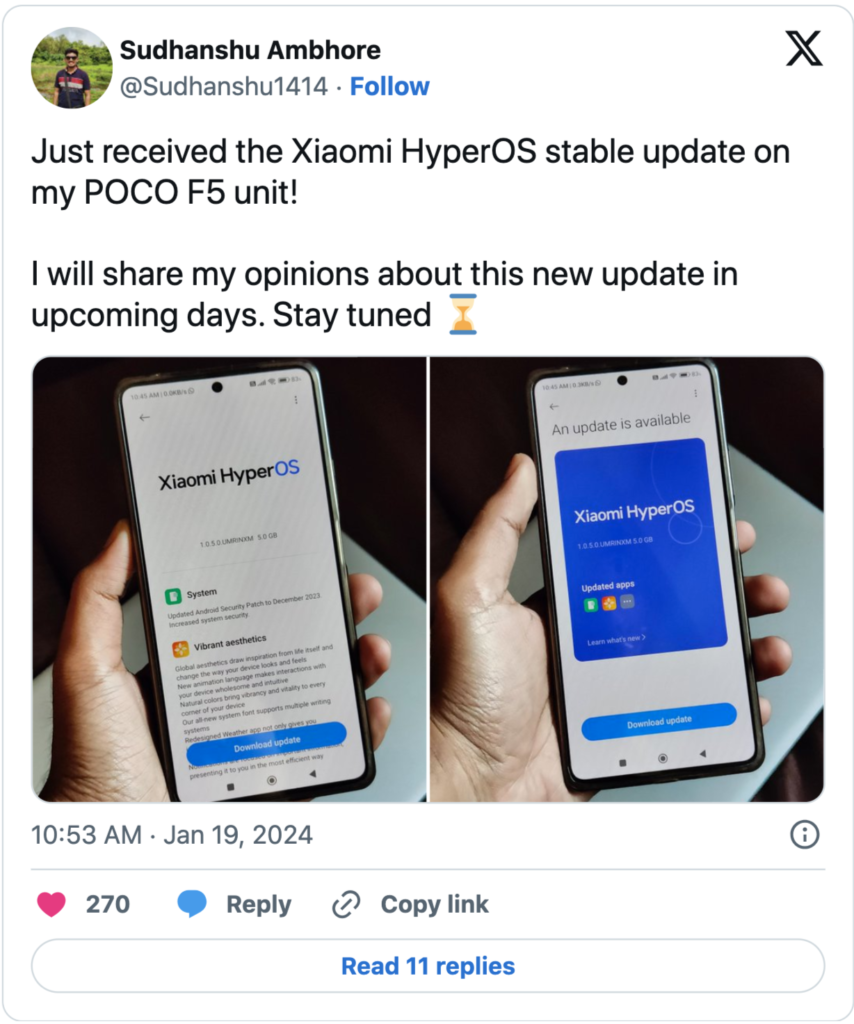 POCO F5 gets hyperOS update in India